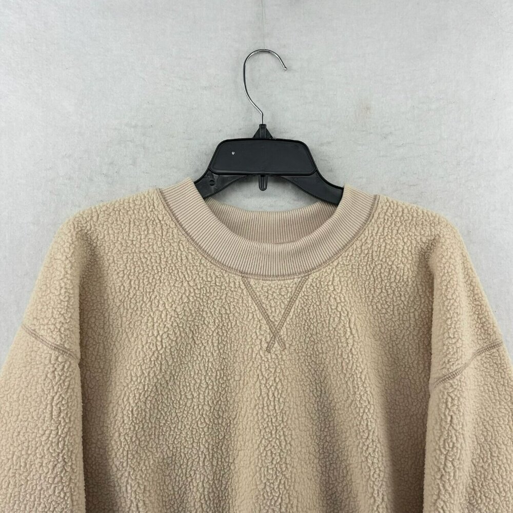 Universal Thread Sweater Women's Sz M Beige Sherpa Fleece Pullover Long Sleeves - Picture 6 of 12
